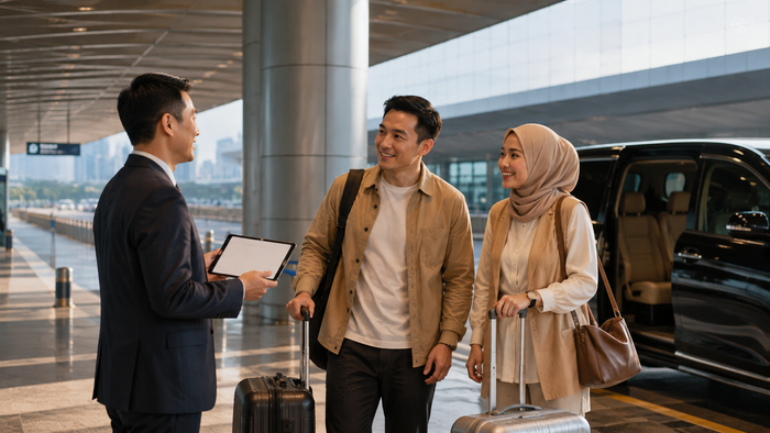 Muslim travelers receiving a comfortable private airport transfer in China