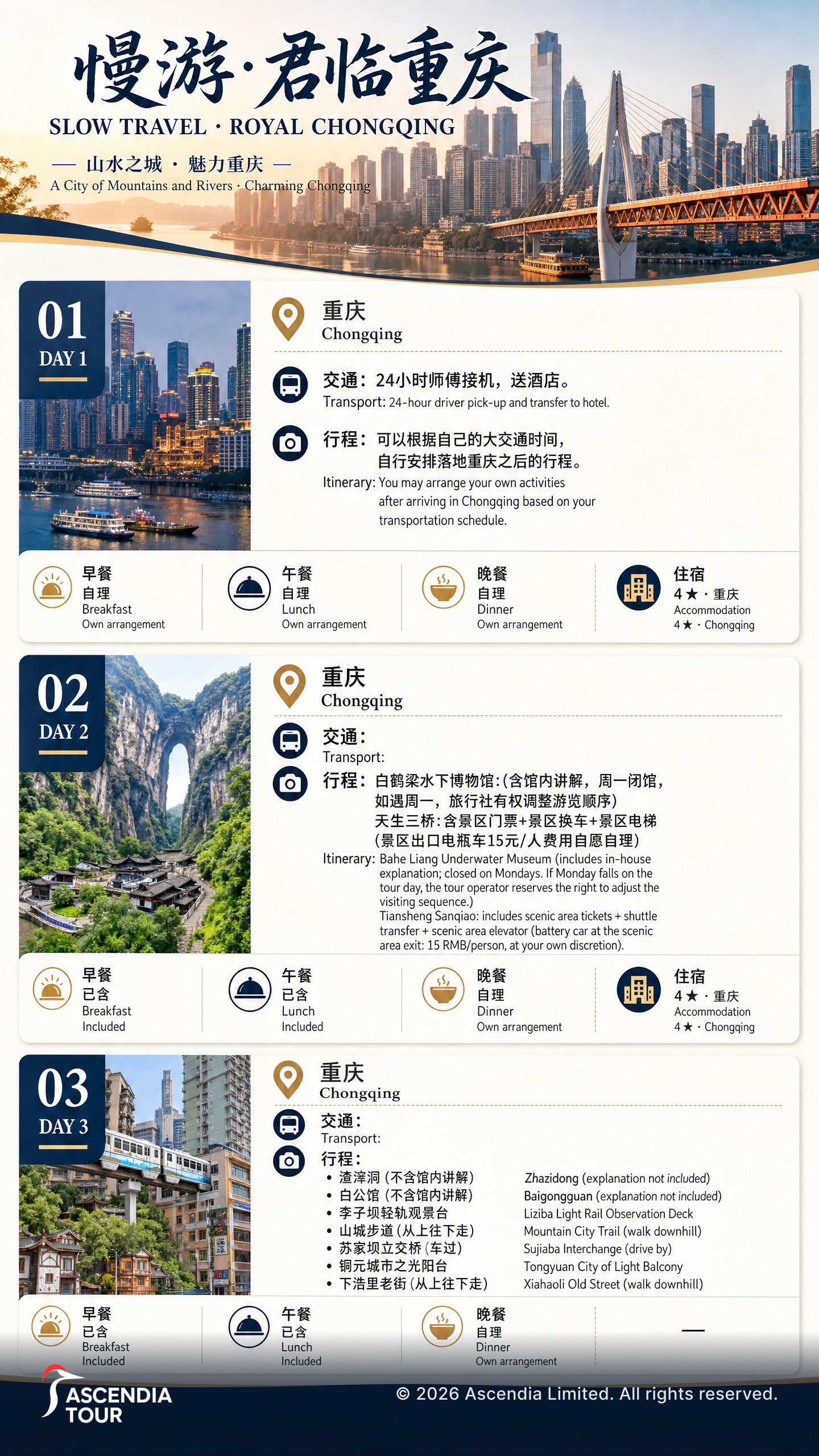 Chongqing Landscapes & City Sights — 3 Days